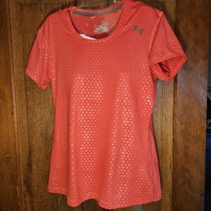 Under Armour Dark Pink Women's M Hexagon Pattern Short Sleeve Heat Gear Shirt